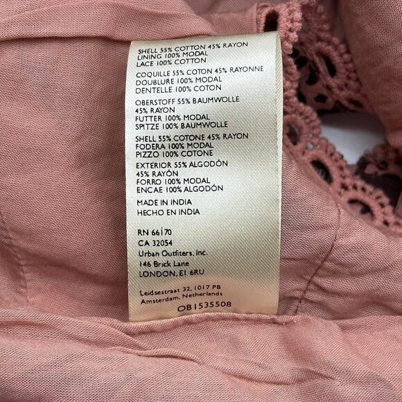 By Anthropologie Off-The-Shoulder Size 6 Pink Brown Tiered Ruffle Crop Top NWT - Picture 7 of 12